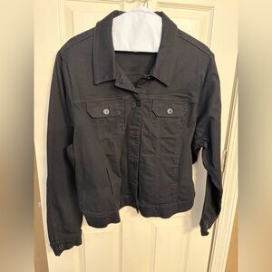 torrid Black Denim Jacket with Red Logo Detail